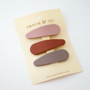 Grech & Co snap matte clip set van 3 - Stone|Shell|Rust